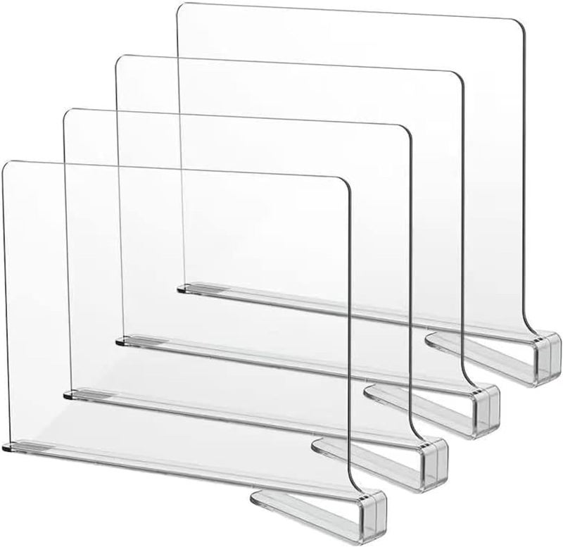 Likeu Acrylic Shelf Dividers for Closets,4 PCS Wood Shelf Dividers,Clear Shelf Separators,Perfect for Clothes Organizer and Bedroom Kitchen Cabinets Shelf Storage and Organization… - Image 1